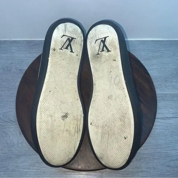 Louis Vuitton Men’s 8.5 Low Top Monogram Logo Leather Black Sneakers Shoes - Picture 10 of 10
